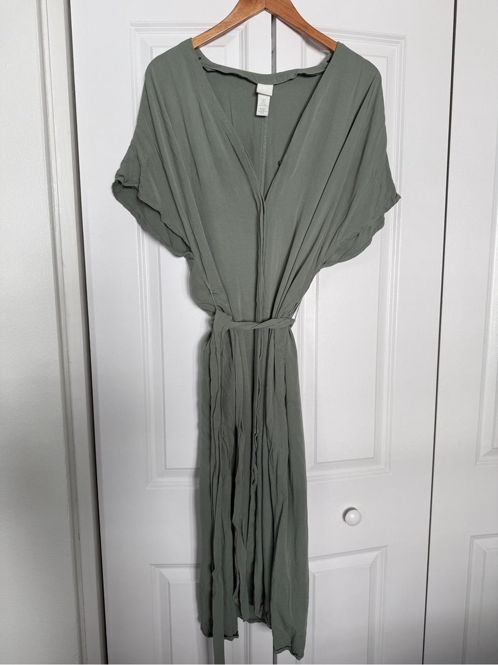 H&M Olive Wrap Maxi Dress with Tie Waist